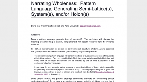 Narrating Wholeness: Pattern Language Generating Semi-Lattice(s), System(s), and/or Holon(s)