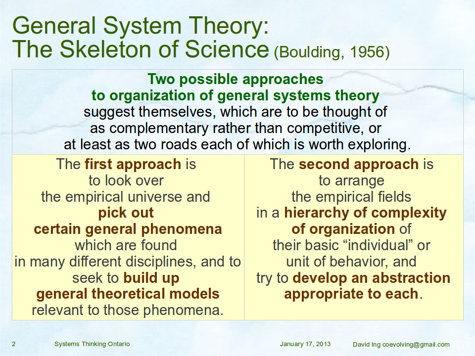 Systems Thinking and Science, (Systems Thinking Ontario, 2013-01-17